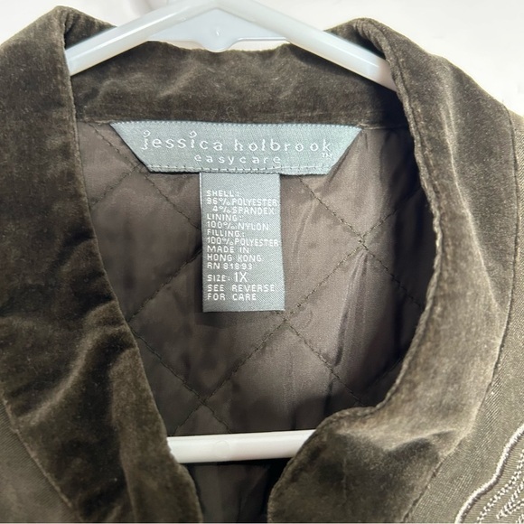 Jessica Holbrook Womens 2 Piece Outfit Size 1X Velvet Green Vest Skirt - Picture 3 of 7